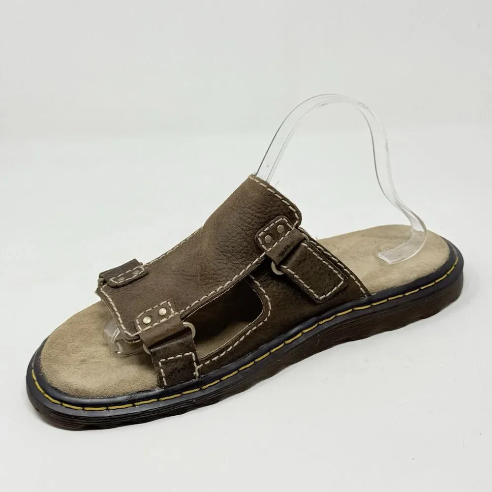 Dr. Martens Slide Sandals Shoes Mens 11 Brown Leather Fisherman Casual Preppy